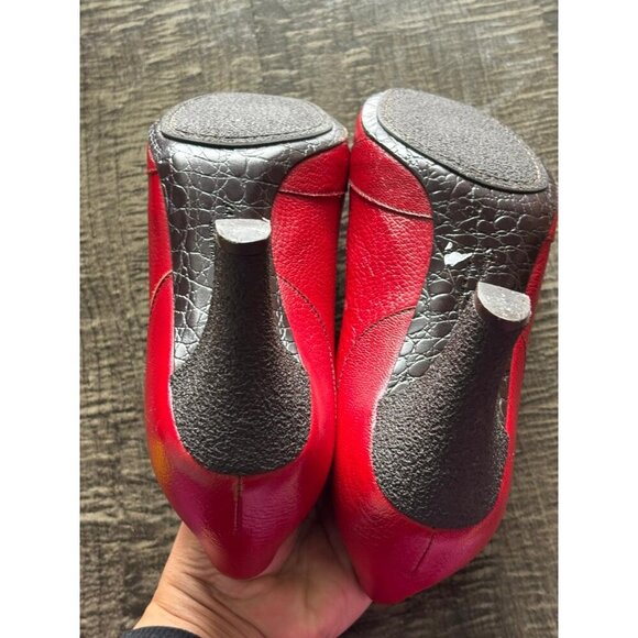 Salvatore Ferragamo Slip On Pumps High Heel Leather Shoes Red Size 9B - Picture 5 of 10
